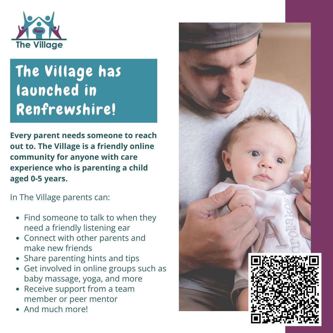 Exciting news! The Village has launched in #Renfrewshire to support parents with care experience of children aged 0-5. Whether you need a chat, want to connect, or join activities like baby massage, we’re here for you! 💛Join us today: 👉 whynottrust.org/the-village
