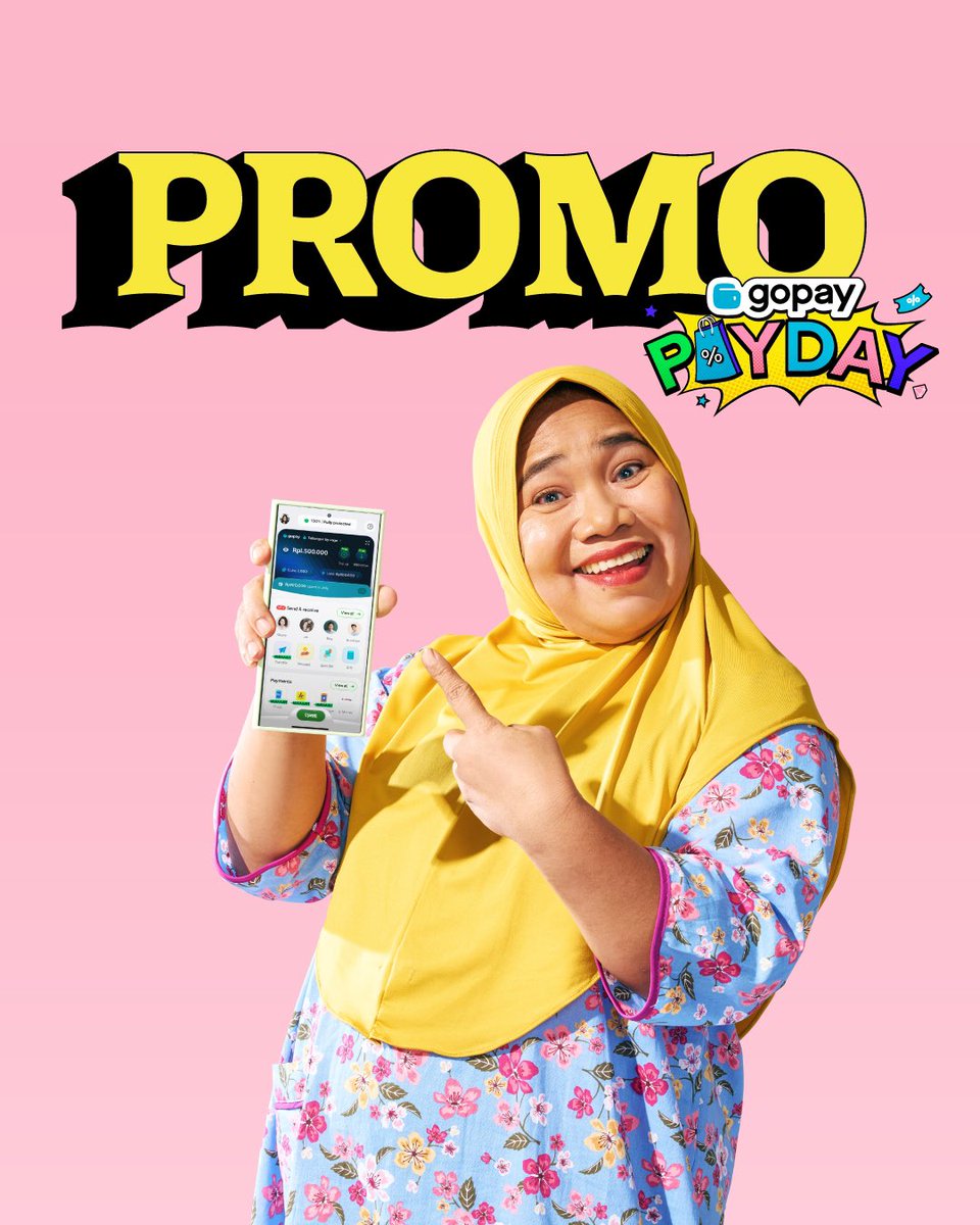 gopayindonesia's tweet photo. Gajian jadi lebih seru dengan #GOPAYPAYDAY! 🎉

Ada CASHBACK hingga Rp150 RIBU yang bisa kamu dapetin untuk beli paket data di mana-mana lebih hemat pake aplikasi GoPay.

Syarat dan ketentuan berlaku. Cek info lengkapnya di https://t.co/mTK36VE1Lc https://t.co/0lLTQwp7sx