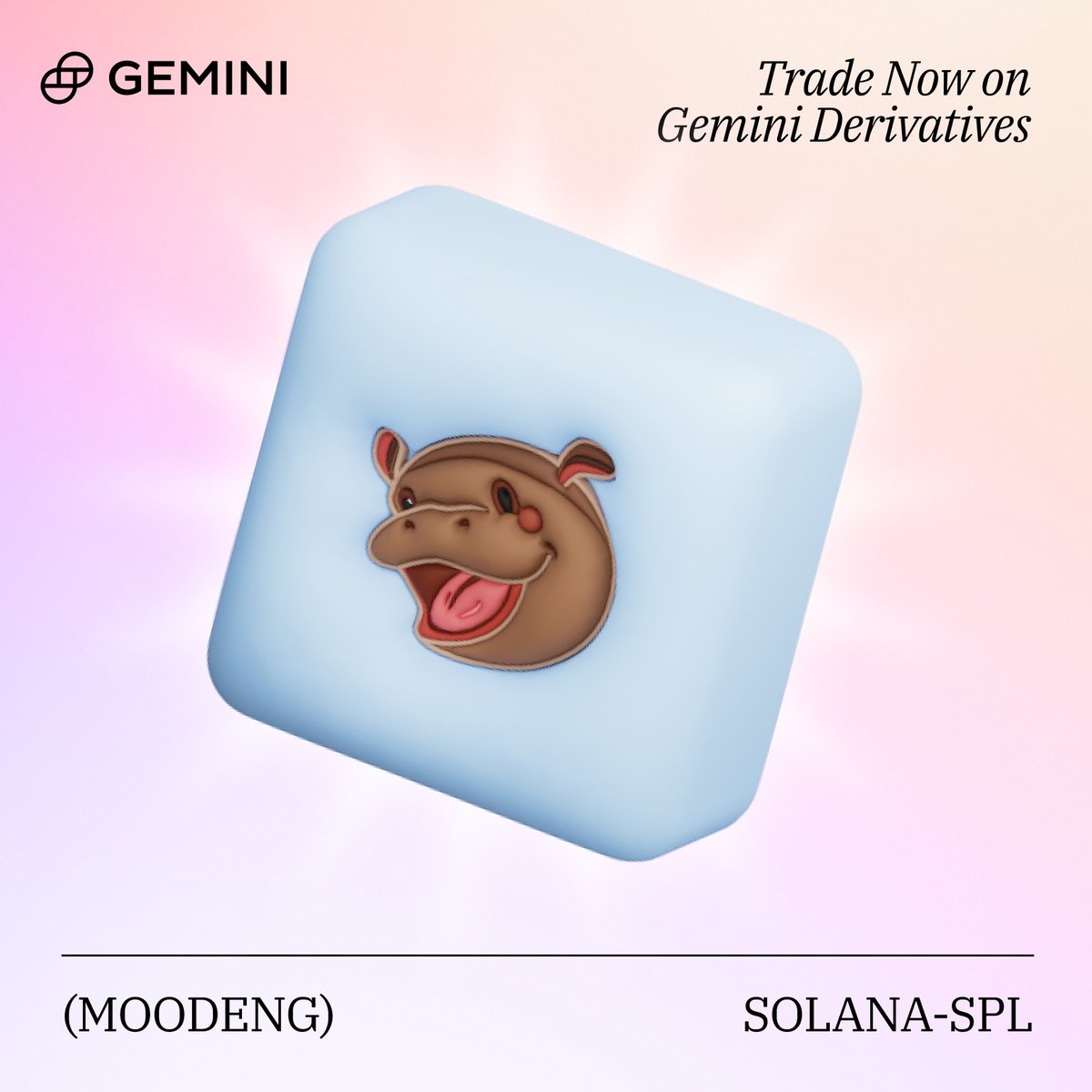 MOODENG/GUSD perpetual contracts now live and trading on Gemini Derivatives.

Trade now → gemini.com/derivatives