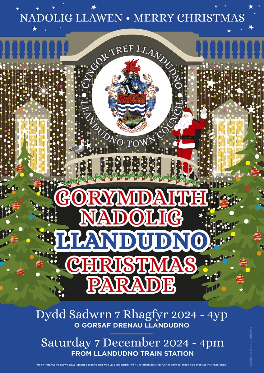Llandudno Christmas Parade 2024! 🎅
Come along on Saturday 7th December to watch the Parade make it's way through the streets of Llandudno, with entertainment from 2:15pm outside the Town Hall! ☃️