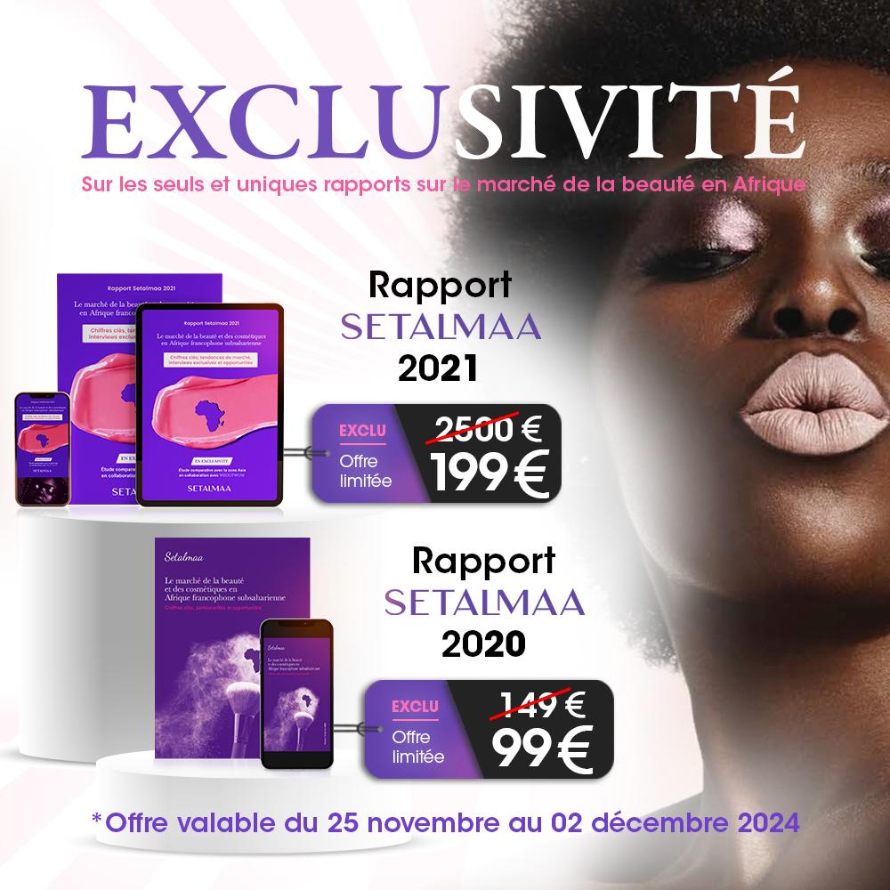 Offre exceptionnelle et limitée pour accéder à des informations déterminantes sur le marché des cosmétiques en Afrique : les rapports de Setalmaa sont à des prix exceptionnels du 25 novembre au 2 décembre.

Rapports réalisés par @SetalmaaAgency .