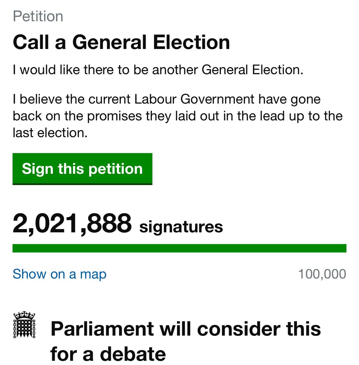BREAKING:

Legendary British actor Sir Michael Kane just shared the petition to call a new General Election on his X account.

It now stands at over 2,000,000 and is rising fast.

The British people are fed up.