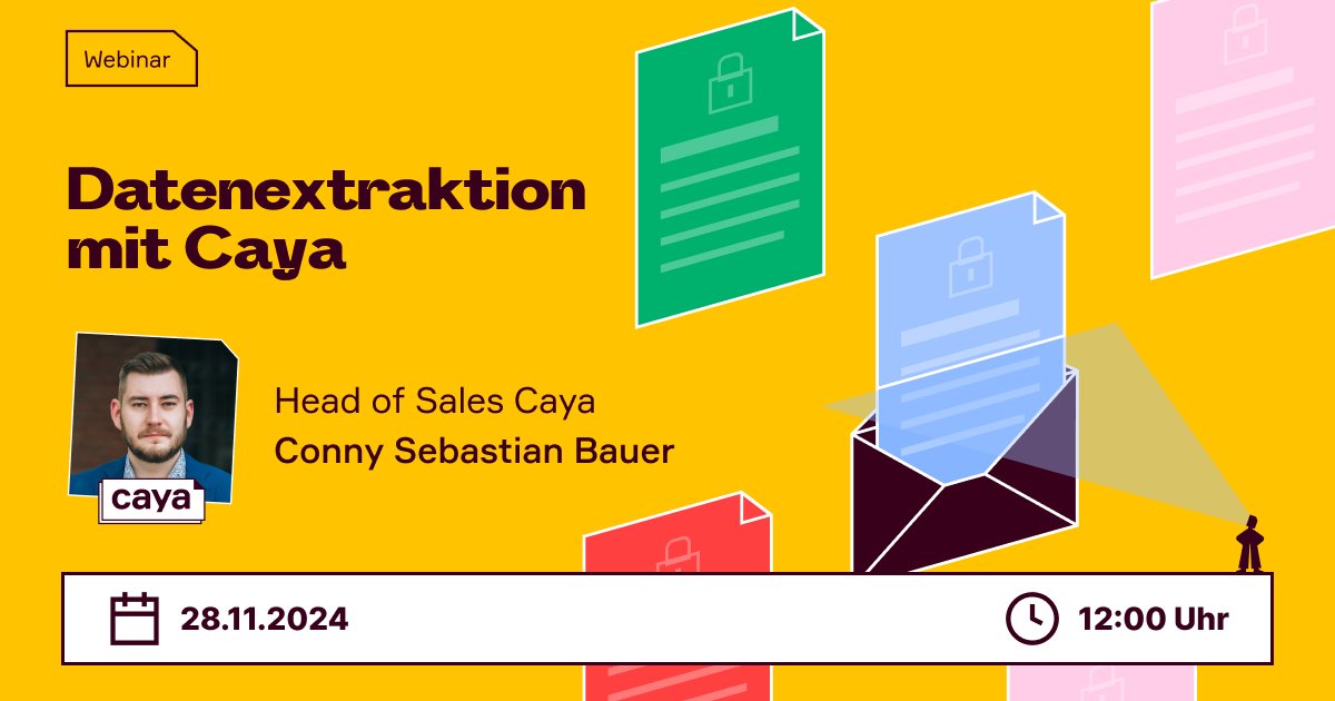 Melden Sie sich für unser nächstes Webinar "Datenextraktion" an und erfahren Sie, wie Sie relevante Daten automatisch aus Dokumenten in Ihre genutzten Tools übertragen lassen 🪄✨

📅 Wann? 28.11.2024 um 12:00 Uhr

Jetzt hier anmelden 👉 caya.com/live-webinare