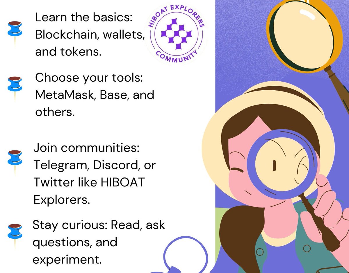 HIBOATXplorers's tweet photo. Want to explore Web3 but don’t know where to start? Here’s a roadmap for beginners 👇
#Web3Education https://t.co/gNwx4Zw9hJ