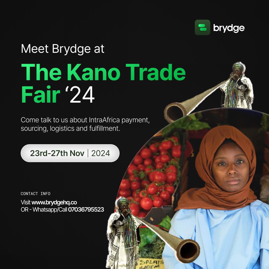We are currently at the Kano Trade fair to speak to importers and exporters transacting across Africa. 

Come talk to us about sourcing for goods and payments. 

Kindly reach us via our WhatsApp/Call- 07036795523