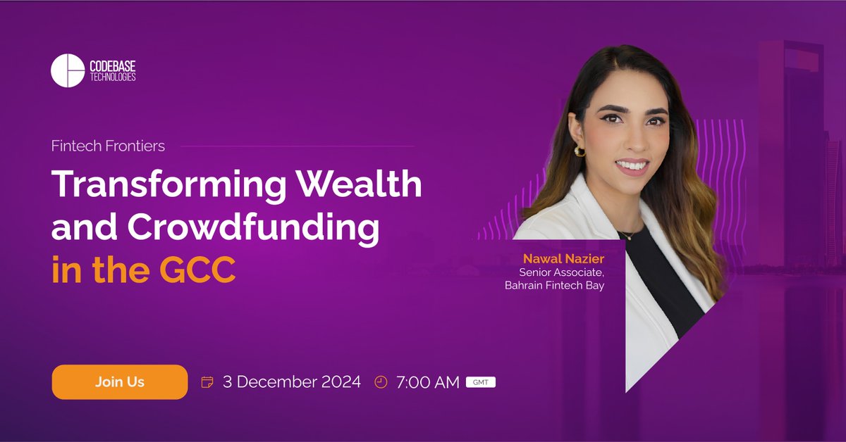 codebtech1's tweet image. Get to learn from Nawal Nazier, Senior Associate at Bahrain FinTech Bay, in our upcoming webinar, “Fintech Frontiers: Transforming Wealth &amp;amp; Crowdfunding in the GCC.” 

Register now: us02web.zoom.us/webinar/regist…  

#GCC #Fintech #CodebaseTechnologies #Beban #BahrainFintechBay