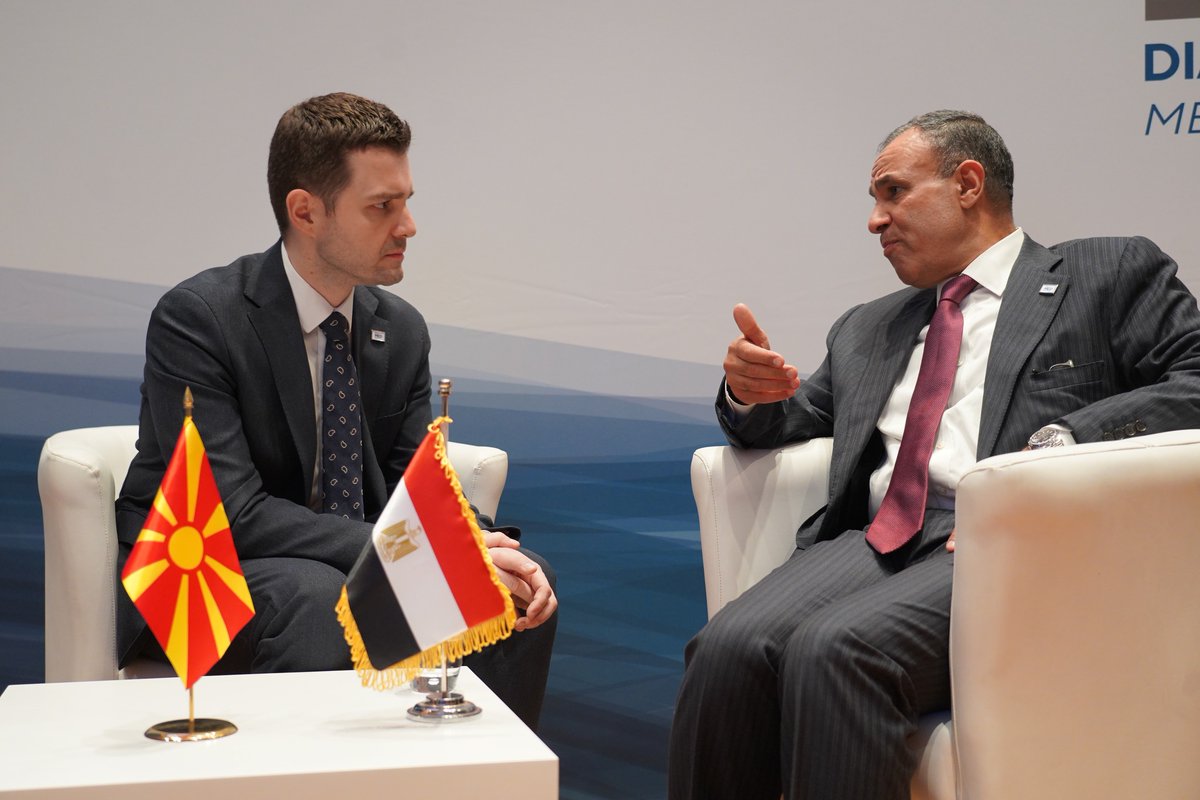 🤝 Productive bilateral meeting with 🇪🇬 FM Badr Abdelatty on the sidelines of #RomeMED.

We agreed to strengthen 🇲🇰🇪🇬 economic relations with plans for a Business Forum in 2025, as a way to open new trade opportunities. Agreed on enhancing our political dialogue and expanding