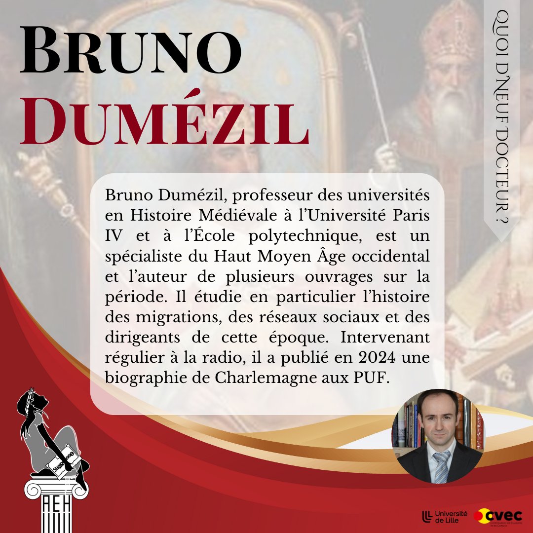[CONFÉRENCE]
Ce 03 décembre prochain, nous avons le plaisir d'accueillir Bruno Dumézil sur la construction et reconstruction de l'historiographie de Charlemagne ! C'est à la <a href="/FHUMA_ULille/">Faculté des Humanités #ULille</a> 
Venez nombreux la #TeamMedieviste
