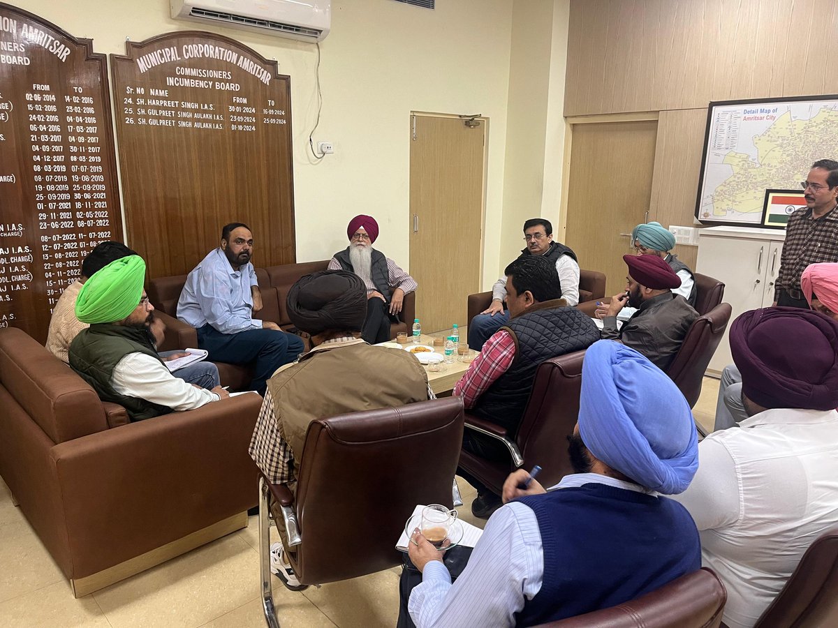 mcamritsar's tweet photo. Review meeting done by Ld. Commissioner in presence of MLA Dr Inderbir Singh Nijjar regarding development works on 19-11-2024 
#news #highlights https://t.co/s2j7Vh0ip7