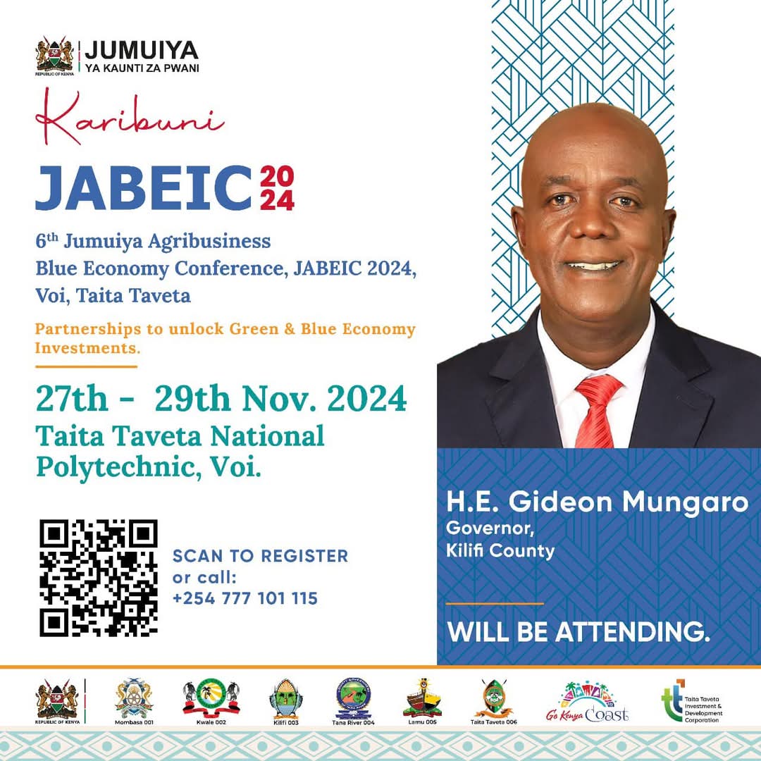 TaitaTaveta006's tweet photo. We are honoured to host H.E. Gideon Mung’aro, Governor of Kilifi County alongside other visionary leaders, investors, and industry experts, 27th - 29th November 2024 at Taita Taveta National Polytechnic, Voi. #Scanthecode for details. https://t.co/lS8quUvMND