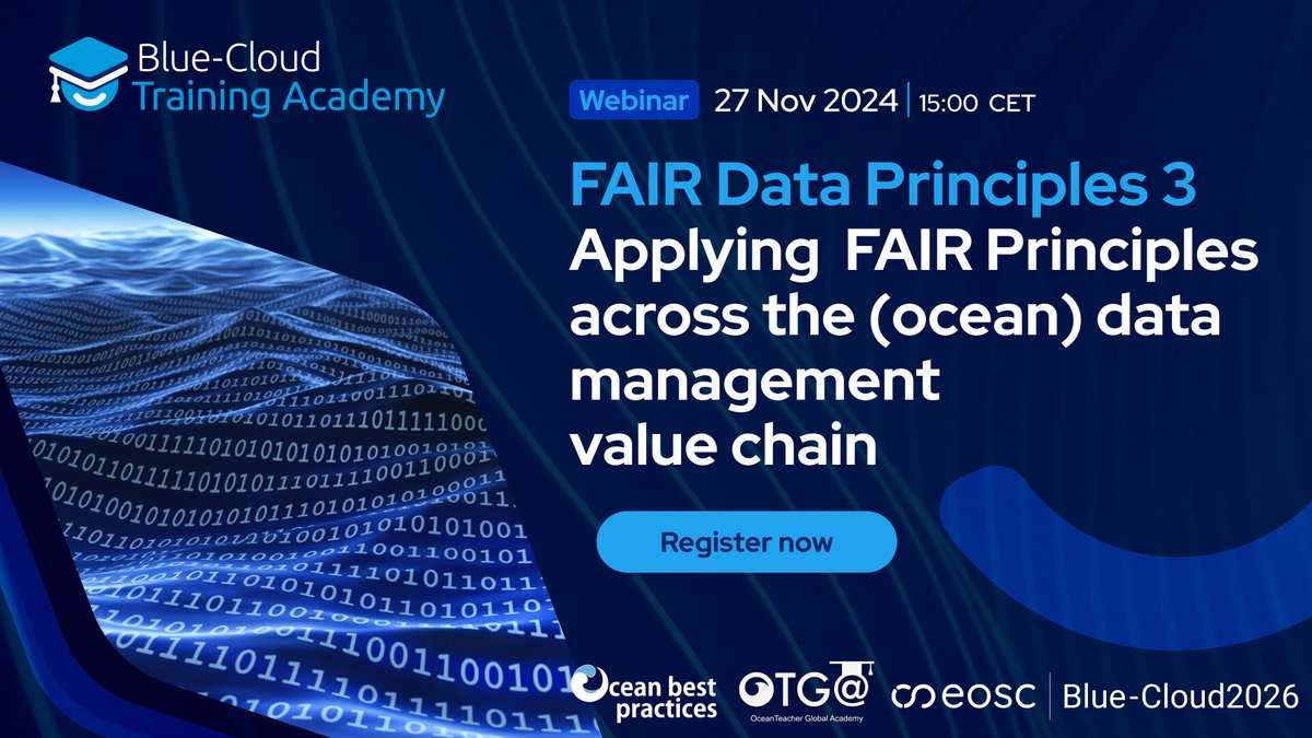 🗓️ Join us on November 27th at 15:00 CET! 🎓

Delphine Dobler from FAIR-EASE project partner Euro-Argo ERIC will present on "FAIRness within the Argo data system" at the Blue-Cloud 2026 Training Academy webinar🌊 Read more and register now: tinyurl.com/38ajuuns