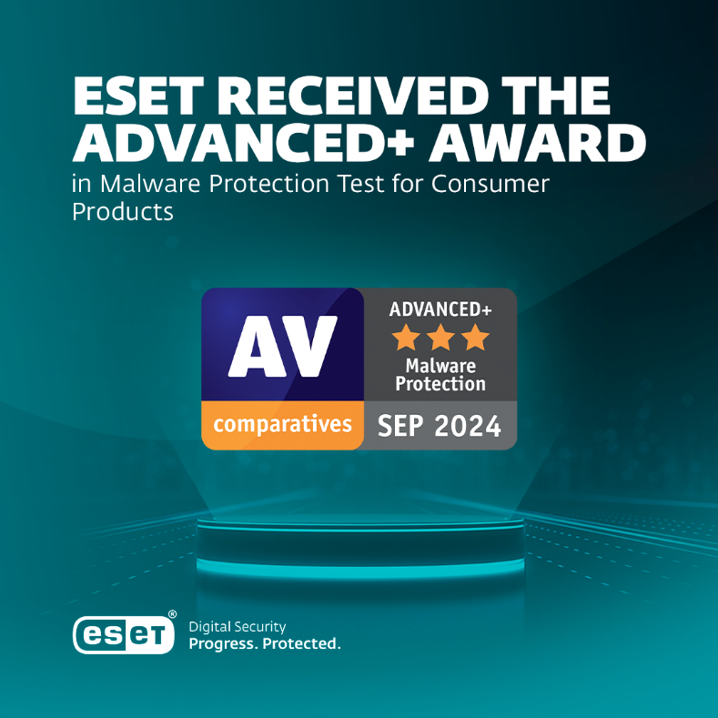🏆 We’re proud to announce that ESET has earned the ADVANCED+ award in AV Comparatives’ September 2024 Malware Protection Test, with an impressive 99.94% protection rate and second-lowest false positives! 

#ESET #ProgressProtected #CyberSecurity