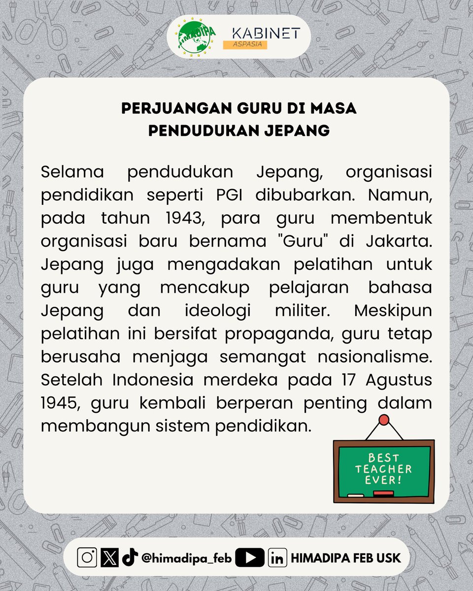 Himadipa_FEB's tweet photo. [Hari Guru Nasional]

Selamat Hari Guru Nasional untuk para guru yang telah menjadi menerang bagi semua anak bangsa 

#HariGuru #KabinetAspasia #HIMADIPAFEBUSK https://t.co/nWwixyerCf