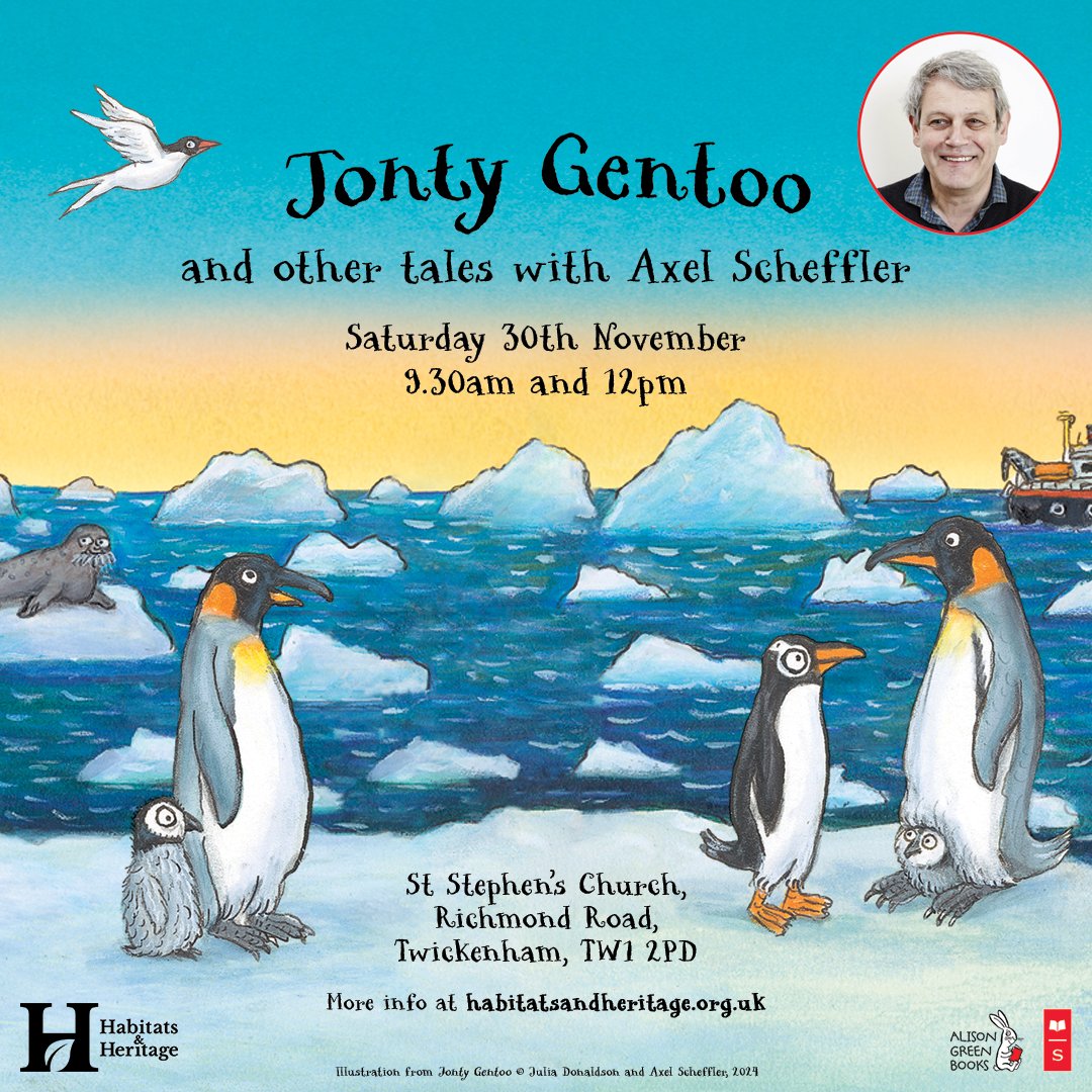 🎄Join Axel Scheffler as he teams up with author Julia Donaldson to bring their latest creation, Jonty Gentoo, to life, alongside beloved classics like Stick Man and The Gruffalo - a magical event for the whole family! 
More info and tickets🎟️👉bit.ly/4fYJz1g