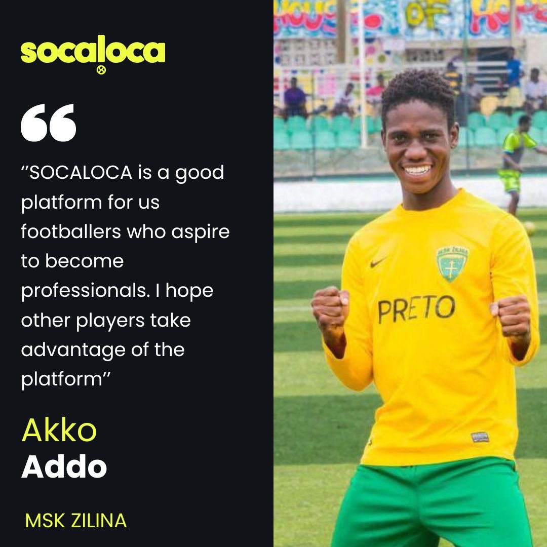 Akko Addo from MSK Zilina shares his journey and how SOCALOCA has been a game-changer for aspiring professionals. 

Download SOCALOCA today with link in bio. 

#players #football #footballstats #playerdevelopment #socaloca #testimonial #iamsocaloca