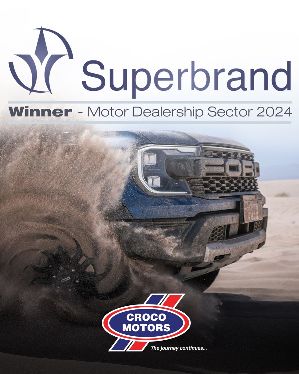 🏆 Supercars Set the Pace, #Superbrands Own the Race. 🏆🏆

This past week, we had the incredible honour of being recognized at the 2024 Superbrand Awards as the WINNER in the Motor Dealership Sector! 🚗✨
The journey continues… 🚘💛
#Superbrand2024 #CrocoMotors #Ford