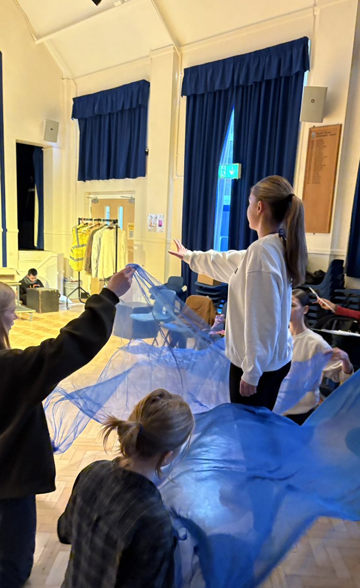 A Drama Teacher’s toolkit is incomplete without blue voile 💙 🌊 🩵