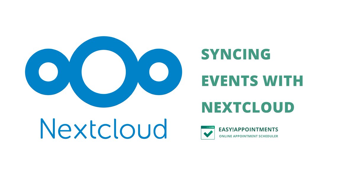 EasyAppts's tweet image. Nextcloud User? Easy!Appointments can sync with Nextcloud Calendar and exchange event information via CalDAV. Find out more on our latest blog post @Nextclouders #OnlineAppointmentScheduling