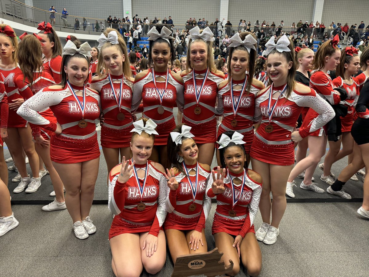 whscheering's tweet image. Taking home 3rd Place in the toughest division in the state. So proud of this incredibly hardworking team. Thank you to our amazing fans who always show up to support us. We appreciate you! ❤️🦅