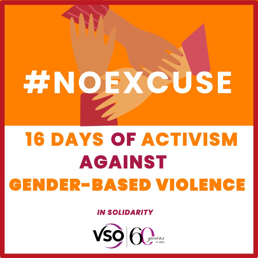 In Nepal, 22.5% of women aged 15 to 49 years (1 in 5) have experienced physical violence since age 15 - NDHS 2022

There is NO EXCUSE for gender-based violence. VSO strictly abides by it.

#16days #NoExcuse #GBV <a href="/VSO_Intl/">VSO</a>