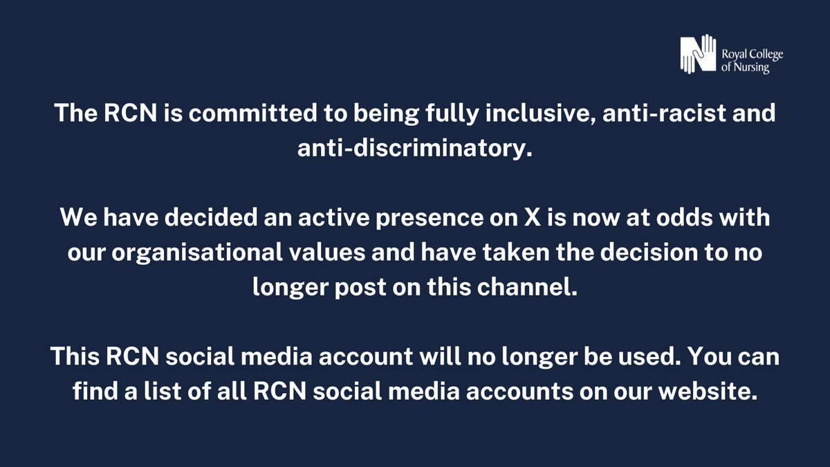 An update from the RCN on our use of X:
 rcn.org.uk/Get-Involved/R…