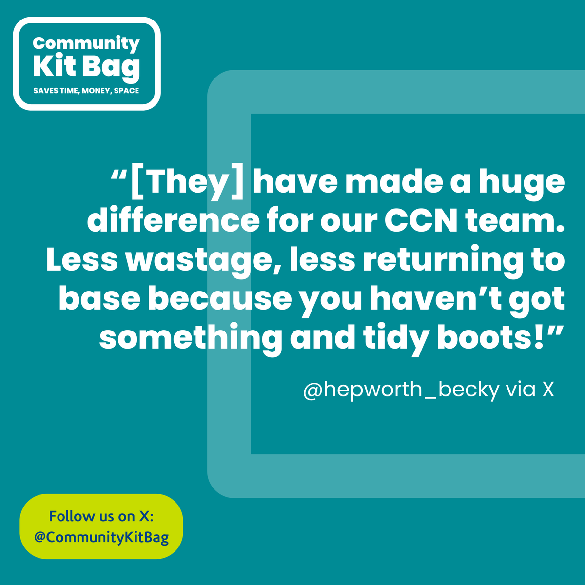 CommunityKitBag's tweet image. It&apos;s incredible to hear how much of a difference the Community Kit Bag has made to many district nursing teams. Will your team be next to implement the Community Kit Bag? #GetYourBootBack 
communitykitbag.com