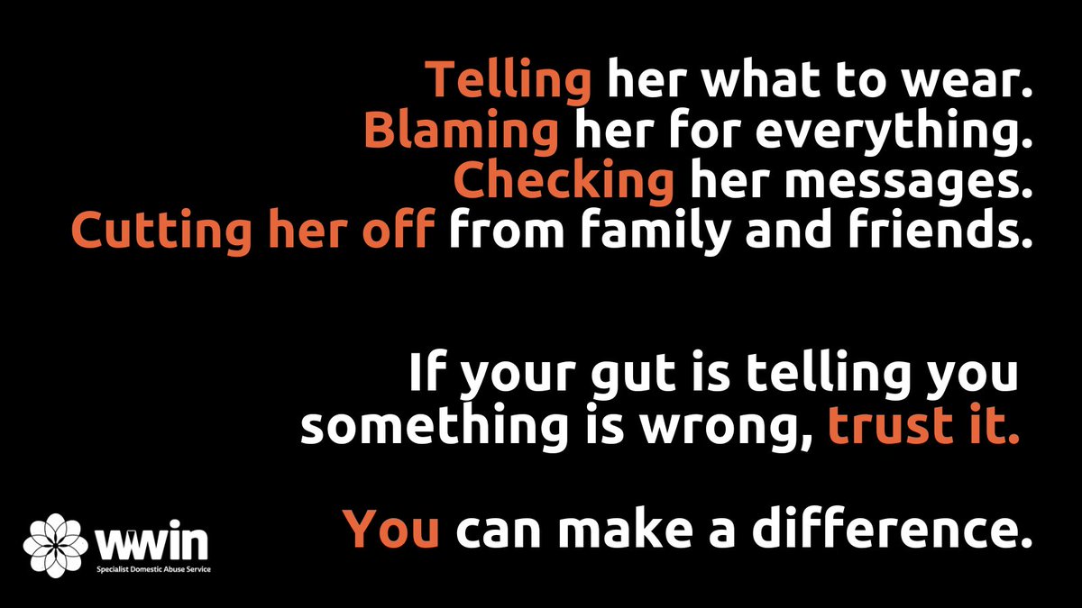Sound familiar? These could be signs that someone you know is in an abusive relationship. Recognising the signs of domestic abuse can make a huge difference.

If you're worried - find out more here wefindaway.org.uk
#16Days #VAWG #EndVAWG