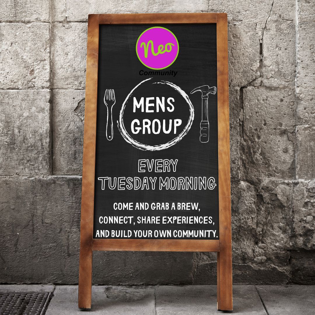 👋 Looking for a supportive space to connect with other men? Join Neo Community’s Men's Group!
📅 Every Tuesday
⏰ 9am-12pm

Come along, share experiences, and make connections in a welcoming environment. It’s all about community! 💙 #NeoCommunity #MensSupport #BuildConnections