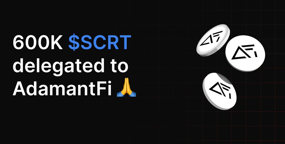 AdamantFi validator just crossed 600K delegated $SCRT, thank you for your trust 🙏

mintscan.io/secret/validat…