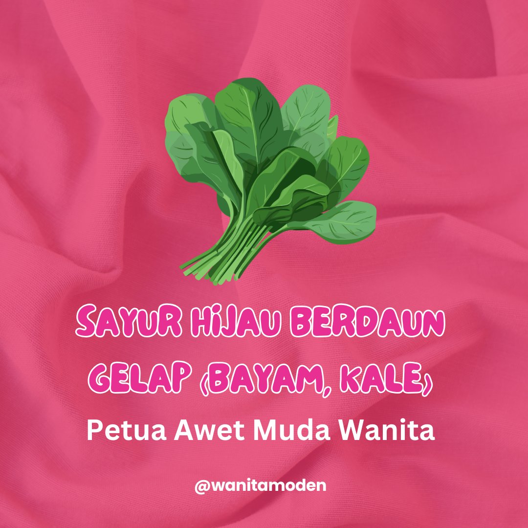WanitaModen's tweet photo. Sayur macam bayam dan kale ni ibarat minuman tenaga untuk kulit! Kaya dengan zat besi, vitamin K, dan C yang bantu peredaran darah lancar. Bila darah elok, kulit nampak lebih sihat, kurang kusam, dan sentiasa ceria. https://t.co/tyuuZWDVZE