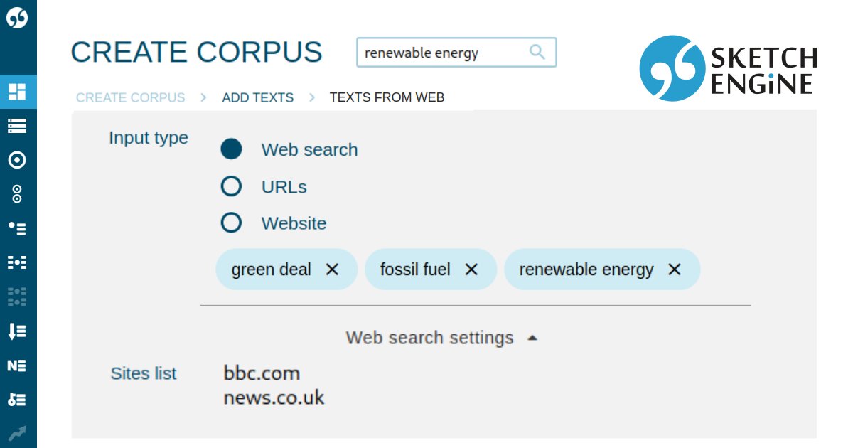 SketchEngine's tweet image. Did you know you can create a web corpus on a specific topic using selected websites? Sketch Engine will download articles exclusively from these sources, ensuring a highly targeted and relevant dataset for your project. #textanalysis #corpuslinguistics
sketchengine.eu/guide/create-a…