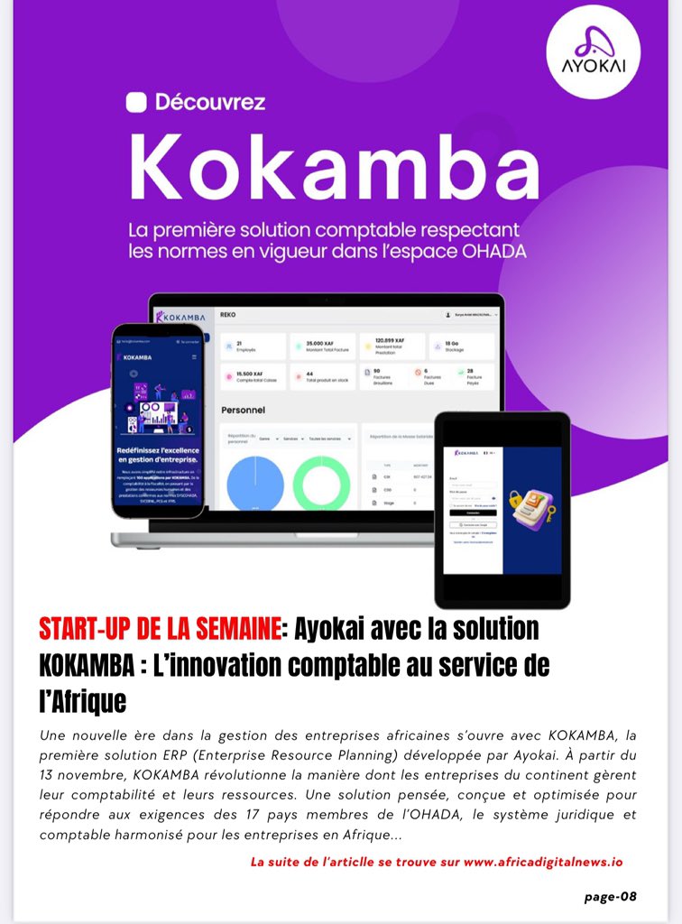 africadiginews's tweet image. #Ayokai es t la #STARTUP de la semaine au Congo Brazzaville selon le magazine #ADN_MAG paru pour son 3ème numéro .

✔️Téléchargez ce numéro 3 en cliquant 👉🏼👉🏼👉🏼 urlz.fr/t8v2

Bonne lecture !!

@LeonJuste @lucMissidimbazi @PostesTelecomcg @pt_numerique @elwingomo