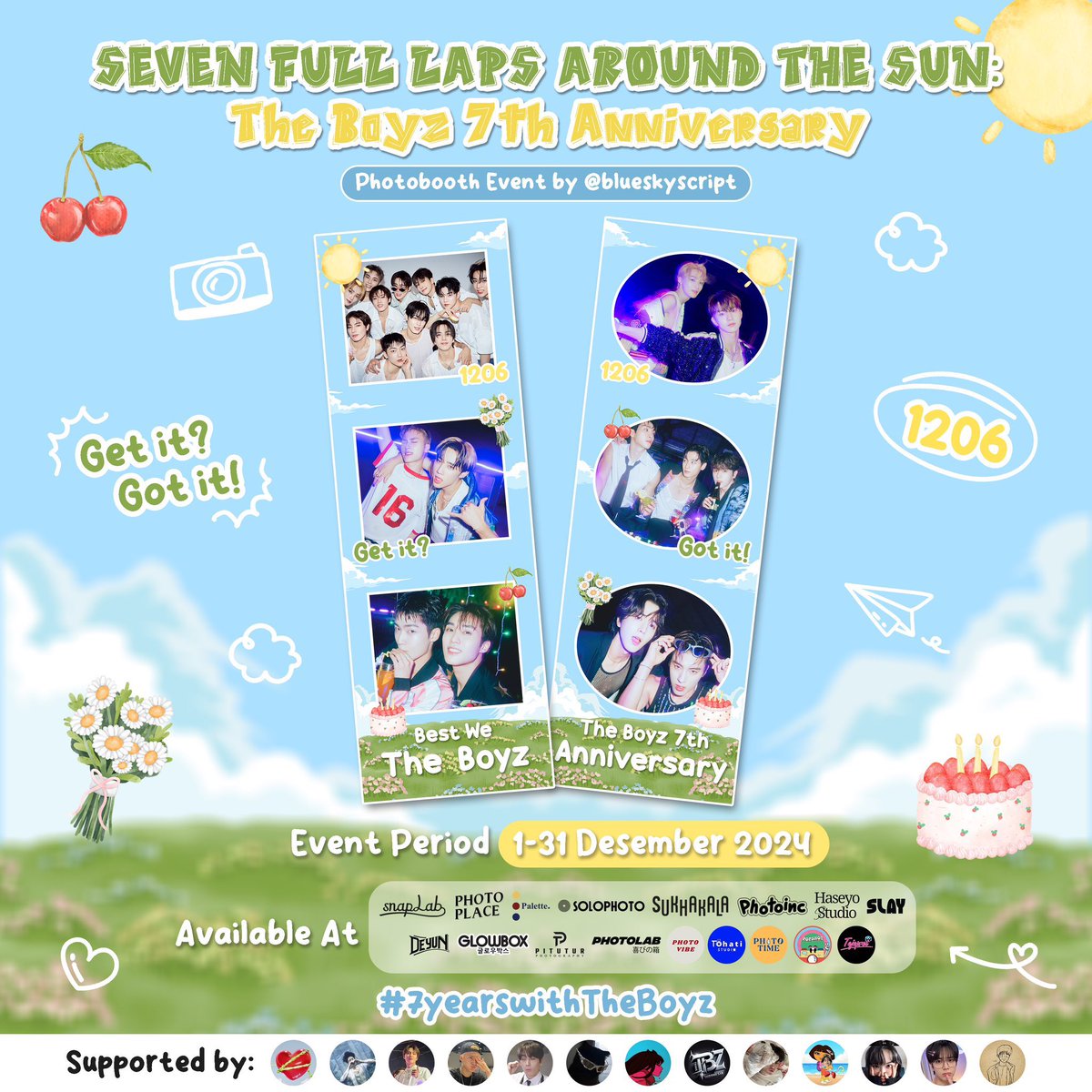 kyuniverce's tweet photo. SEVEN FULL LAPS AROUND THE SUN🌞

The Boyz 7th Anniversary Photobooth Event by @blueskyscript ⛅️
🗓️1-31 Desember 2024
📍Available @ 17 photo booths
⬇️More details are on the thread

Celebrate your jovial days using #7YearswithTheBoyz 💌 https://t.co/vQsCFPPNx7