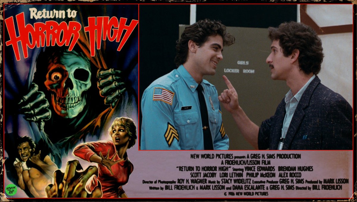 videovampir's tweet photo. "Killer to the left...Killer to the right...Stand up...Sit down...FRIGHT! FRIGHT! FRIGHT!"
#returntohorrorhigh #billfroehlich #vinceedwards #scottjacoby #georgeclooney #lorilethin #philipmckeon #alexrocco #horrormovies #artwork #80s #vintage #lobbycard https://t.co/fWBqxdfEBr