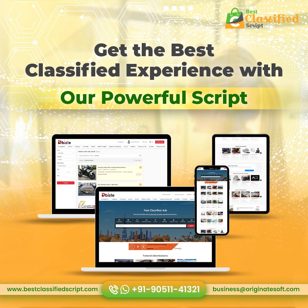 buyclassified's tweet image. 🚀 Transform your business with the #BestClassifiedScript! 💻📱
Whether it's on desktop, tablet, or mobile, our powerful solution ensures seamless experiences for your users. 🌟
📞 +91-90511-41321
📧 business@originatesoft.com
🌐 bestclassifiedscript.com