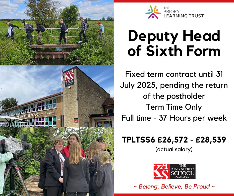 TPLTCareers's tweet photo. - Deputy Head of 6th Form -
@_TPLT_ @_TKASA

The 6th Form team is ambitious and dynamic with their eyes firmly placed on the future. We are looking for a passionate &amp; hardworking person to join us 🌟

https://t.co/WWrAw43z7y

#SixthForm #Vacancy #JoinUs https://t.co/gF4MCPniKE