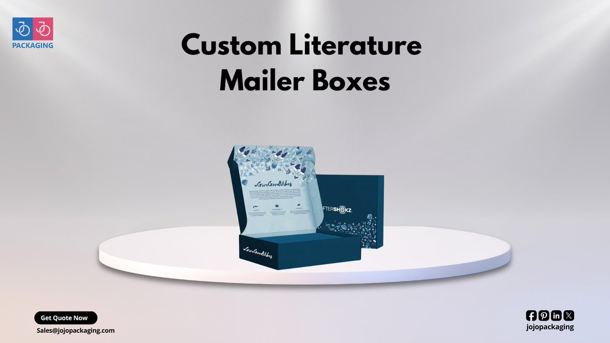 jojopackaging's tweet image. Ship your books and catalogs safely with Custom Literature Mailer Boxes from JoJoPackaging! Sturdy, customizable, and available in various sizes, these boxes are perfect for your literature packaging needs. #LiteraturePackaging #CustomMailers #SecureShipping #JoJoPackaging