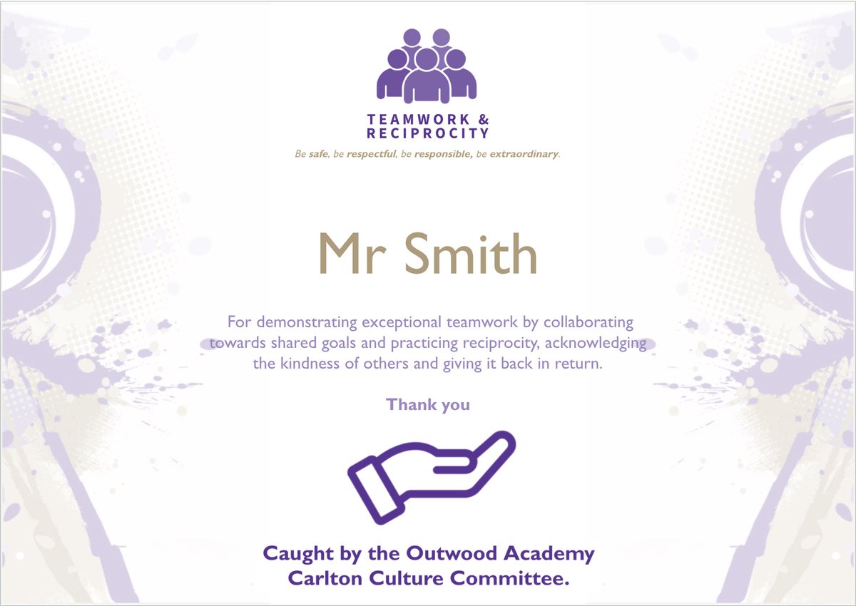 OACarlton's tweet image. We love that our Culture Committee have ‘Caught’ 👀 some outstanding character again 👏💜

#CorePurpose
#GrowingGoodHumans 
#CharacterTraits