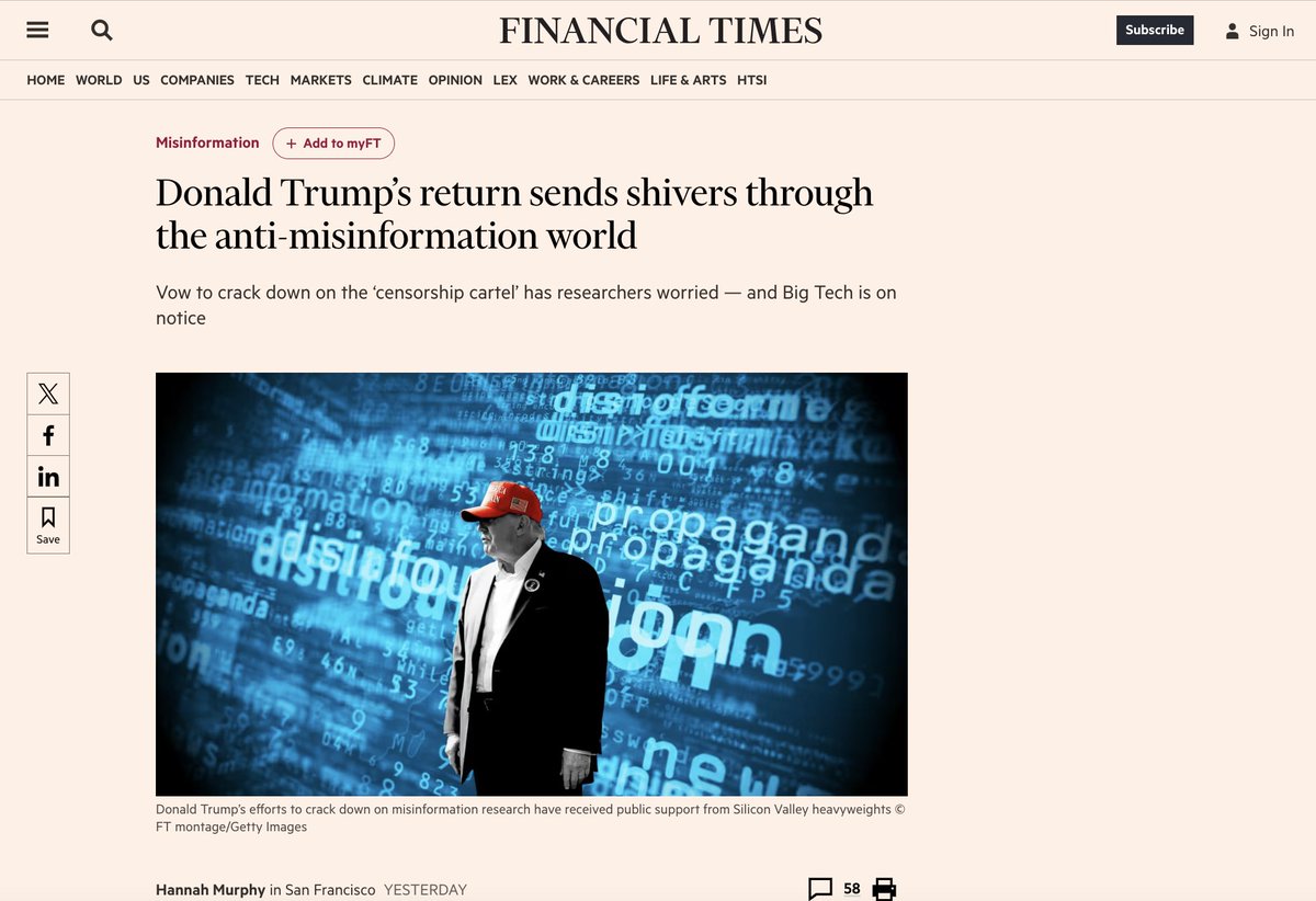 Colon_David's tweet photo. #Trump s'est engagé à sévir contre les universités impliquées dans la recherche sur la #désinformation, ou ce qu'il appelle le « cartel de la censure ». « J'ai vraiment peur », témoigne un professeur au @FT https://t.co/93Fmrigycd
