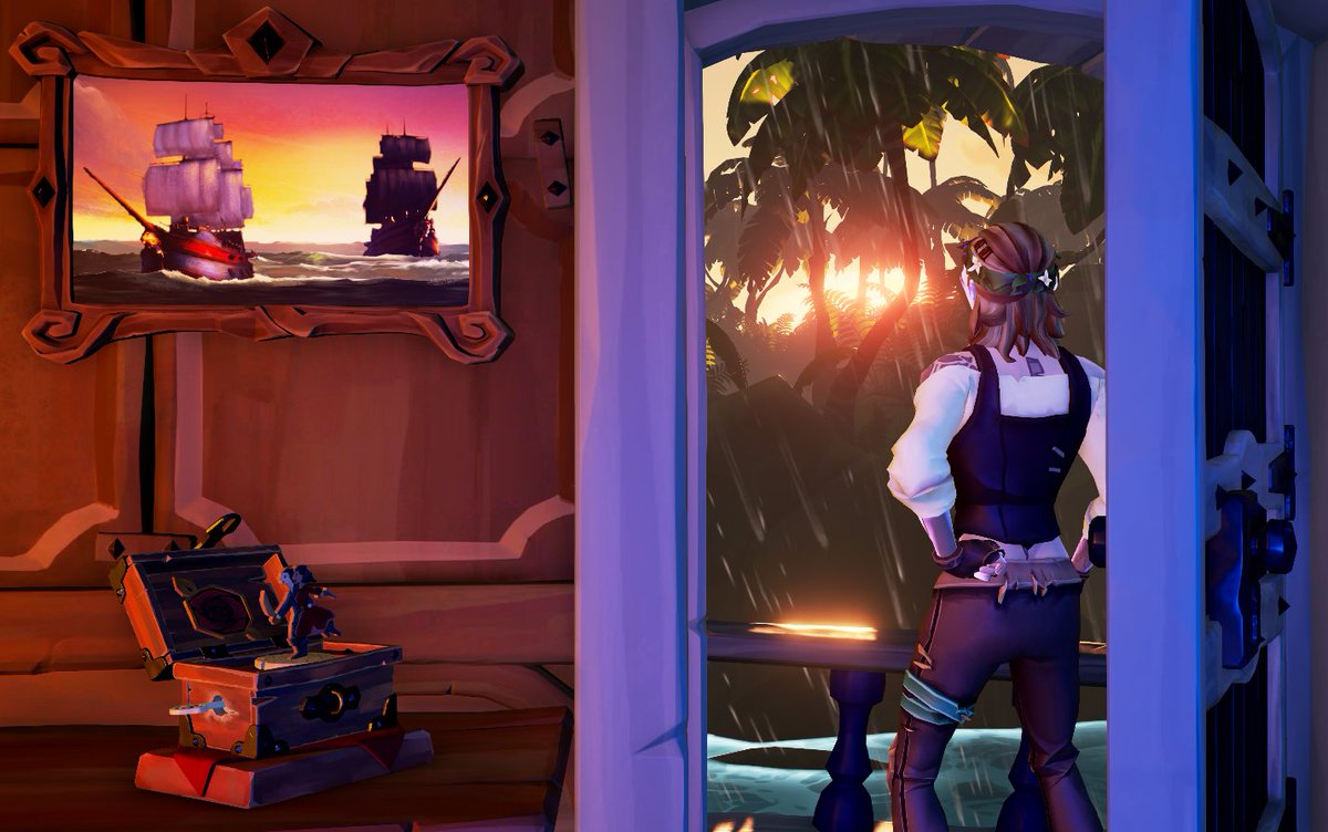StormSefa's tweet photo. Not even Rain can stop me from enjoying the Sunset after a long day of plundering 🌦️
 
#SoTShot @SeaOfThieves #SeaOfThieves https://t.co/Z6WBTkaeBC