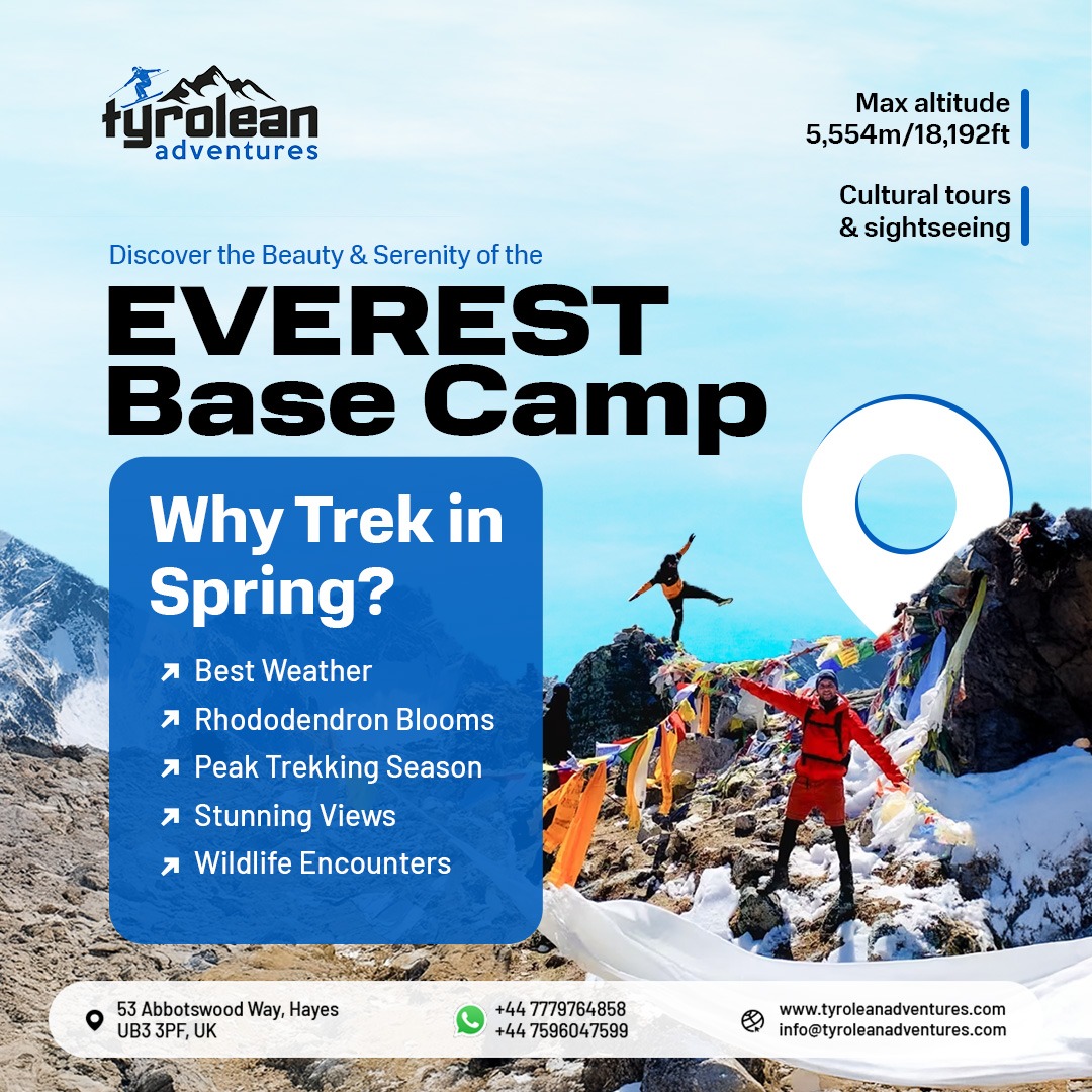 tyroleanski's tweet image. 🌿 Spring into adventure! 🌸 The Everest Base Camp Trek is at its best during spring with clear skies, vibrant rhododendron blooms, and incredible wildlife encounters.🏔️
.
.
#SpringTrek #EverestBaseCamp #TrekkingInNepal #HimalayanAdventure #NatureLovers #TravelNepal