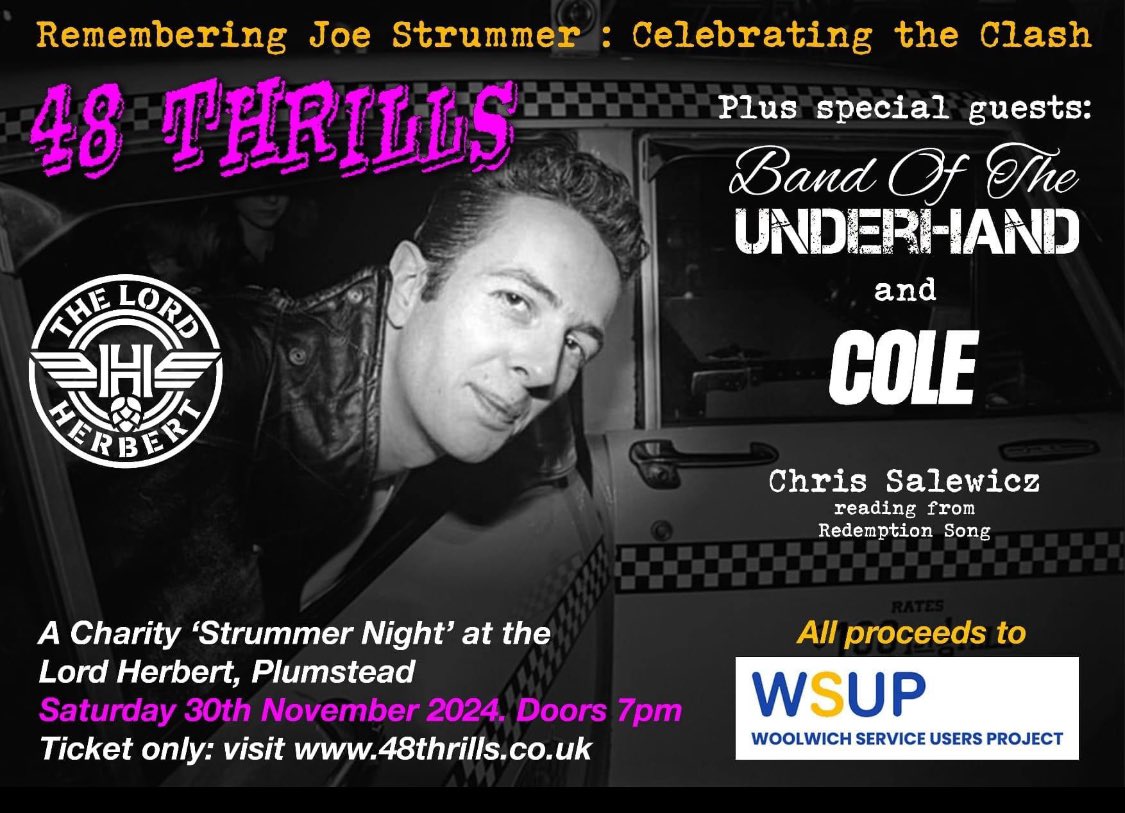 MeetJoeStrummer's tweet photo. Playing a clash set with the always excellent 48 Thrills at a Joe Strummer tribute night this Sat 30 Nov at The Lord Herbert in South London. #theclash #joestrummer https://t.co/7ZlWNUP7D6