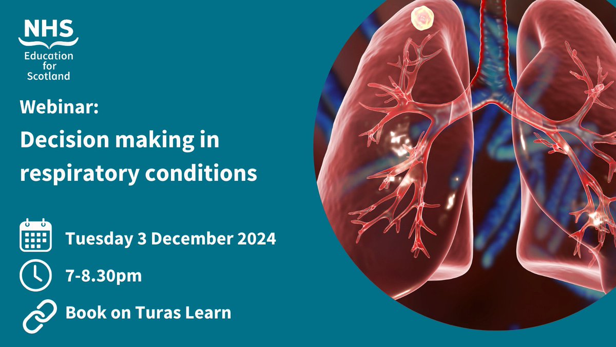 Get ready for winter with our upcoming webinar on respiratory tract presentations in community pharmacy and primary care! Gain confidence in assessing and deciding on treatment or referral pathways.

Tuesday 3rd December 2024, 7 to 8:30pm

Book here:  learn.nes.nhs.scot/79051