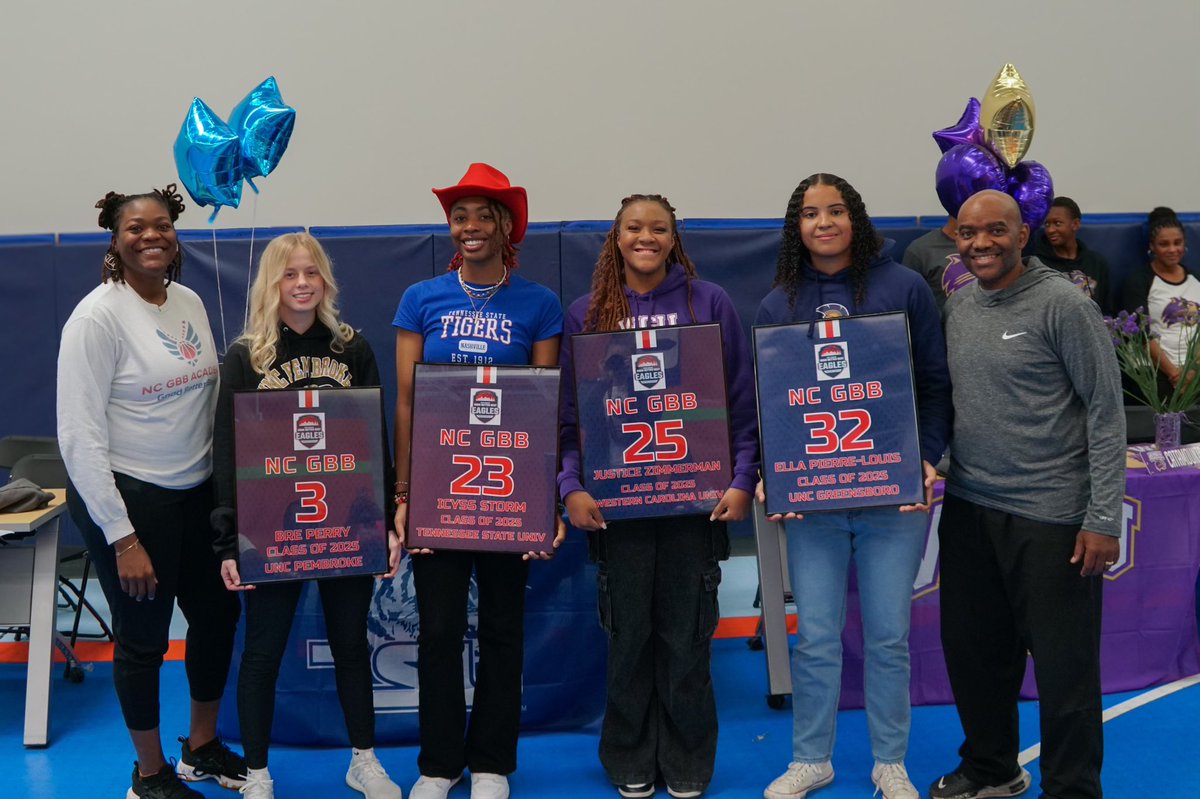 NC Good Better Best Academy is proud our Girls 🏀 Class of 2025 Fall Signees‼️

JUSTICE ZIMMERMAN
<a href="/JusticeZ24/">Justice Z</a> 
D1 Western Carolina
<a href="/CatamountWBB/">Western Carolina WBB</a> 

ICYSS STORM
<a href="/IceStorm_23/">Icyss Storm</a> 
D1 Tenn State Univ
<a href="/TSUTigersWBB/">Tennessee State Women’s Basketball</a> 

ELLA PIERRE-LOUIS
D1 UNC Greensboro 
<a href="/uncgwbb/">UNCG WBB</a> 

BRE PERRY
<a href="/perrybre2025/">Breanna Perry</a>