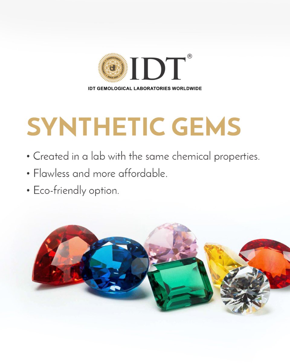 IDTWORLDWIDE's tweet image. Every gemstone holds magic—natural gems tell ancient tales, while synthetic gems offer flawless beauty. 🌟 Certification by IDT ensures quality &amp;amp; brilliance, no matter the origin. Choose your sparkle with confidence! ✨💎

#IDT #kyaapneidtkaraya #diamondtesting #gemstones