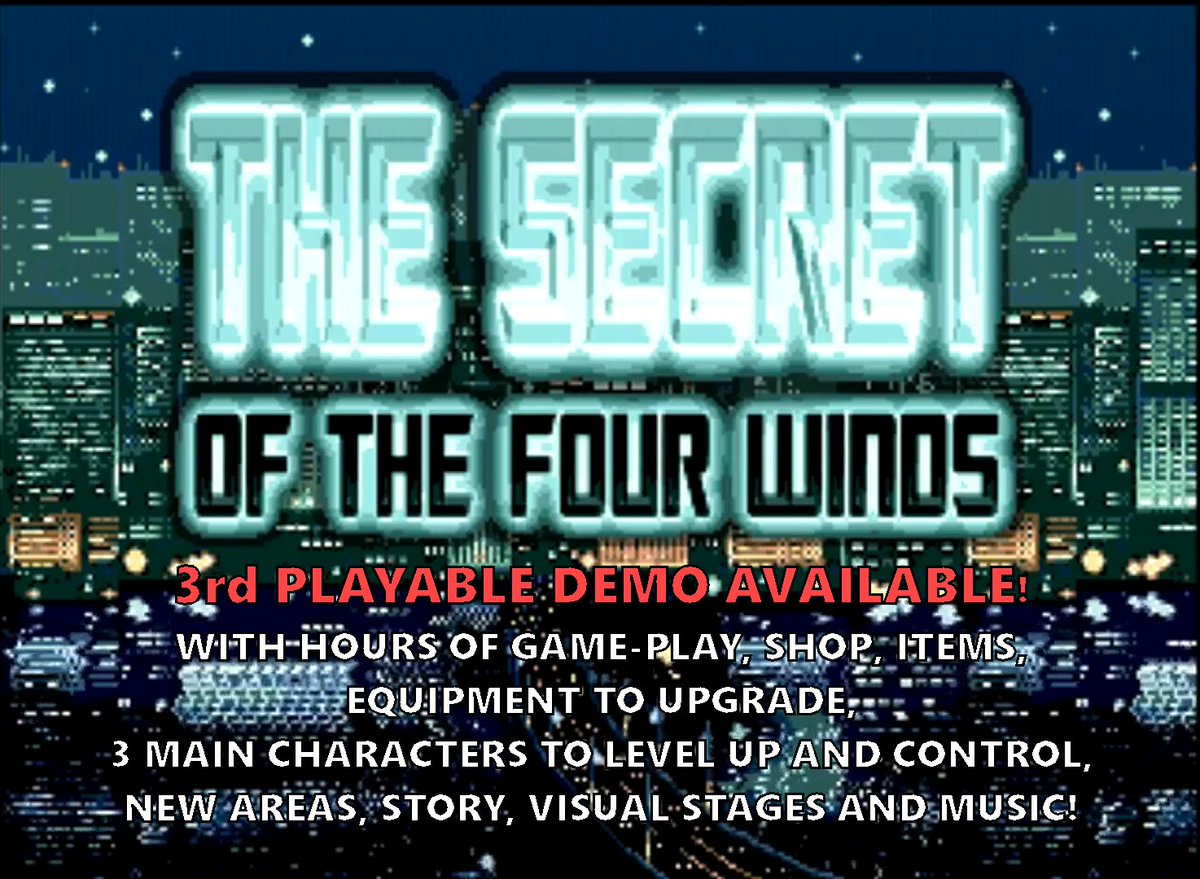 Kai_MSX's tweet image. Update 2:
Third playable demo available!
With several hours of game-play, shop, items, equipment to upgrade, 3 main characters to level up and control, new areas, story, visual stages and music!

Walkthrough:
youtu.be/KB-pig1NIpo

NEW PLAYABLE DEMO:
mega.nz/file/K8YSSKaJ#…