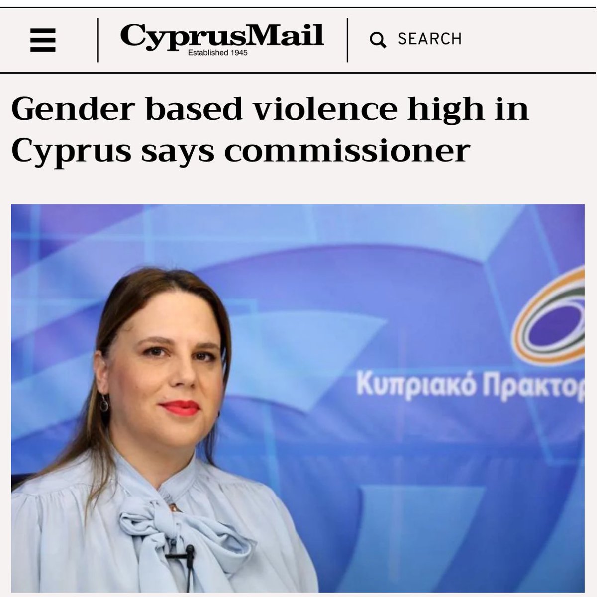 Cyprus Ombudsman (@cyombudsman) on Twitter photo More than one third of women from Cyprus who took part in a European survey said they had experienced physical violence, sexual violence or the threat of it during their lifetime, <a href="/CYOmbudsman/">Cyprus Ombudsman</a> Maria Stylianou Lottides said on Monday.
▶️ tinyurl.com/2s36tvhx More than one third of women from Cyprus who took part in a European survey said they had experienced physical violence, sexual violence or the threat of it during their lifetime, <a href="/CYOmbudsman/">Cyprus Ombudsman</a> Maria Stylianou Lottides said on Monday.
▶️ tinyurl.com/2s36tvhx
