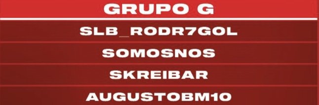 Grupo G 🔥 
Dia 29
17h30