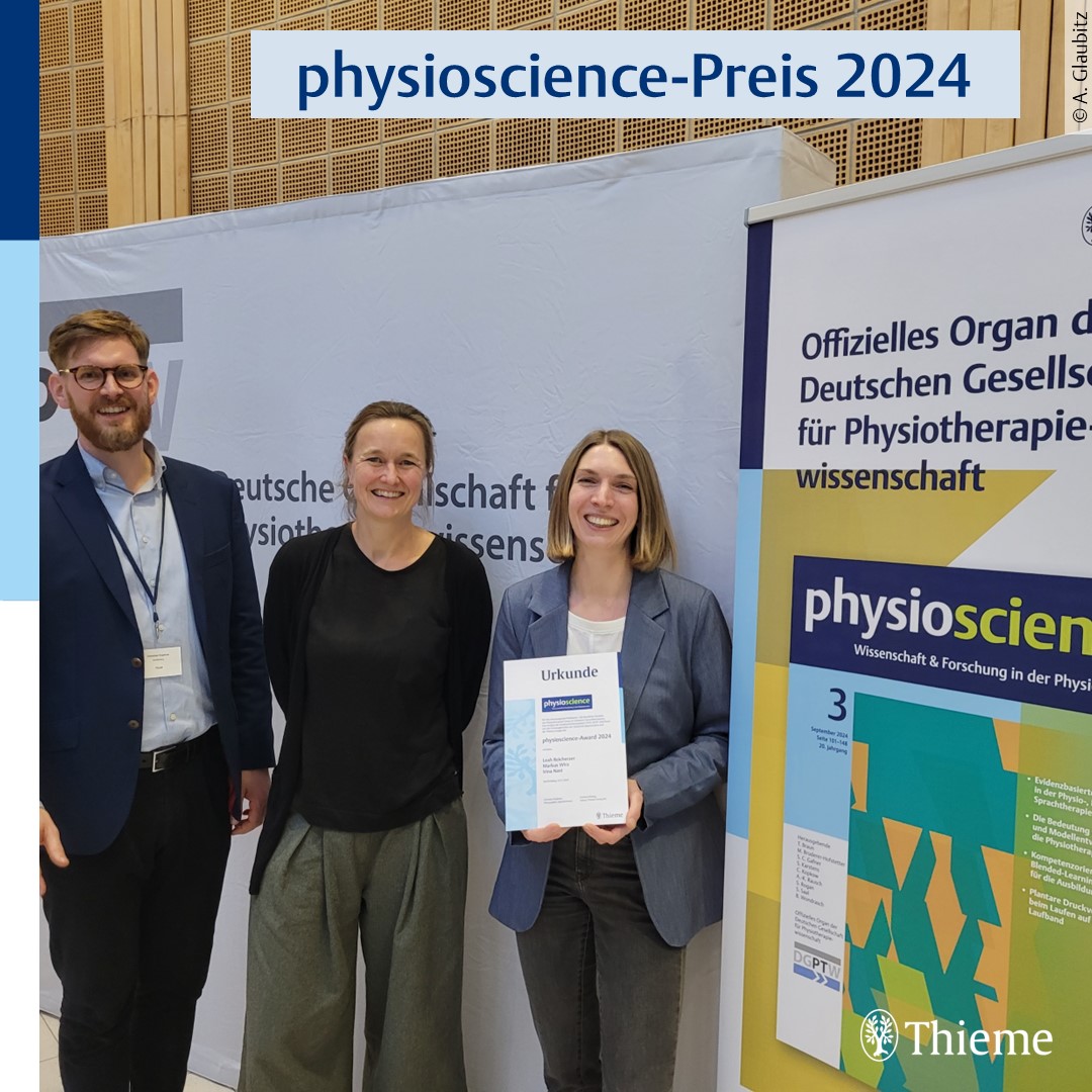 Leah Reicherzer und Co-Autor*innen <a href="/ZHAW/">ZHAW</a> Zürcher Hochschule für Angewandte Wissenschaften, Departement Gesundheit erhalten den Thieme #physioscience-Preis 2024. Herzlichen Glückwunsch! 🙌🏻 Verliehen wurde die Auszeichnung am 23.11.24 an der <a href="/BTU_CS/">BTU Cottbus-Senftenberg</a>.