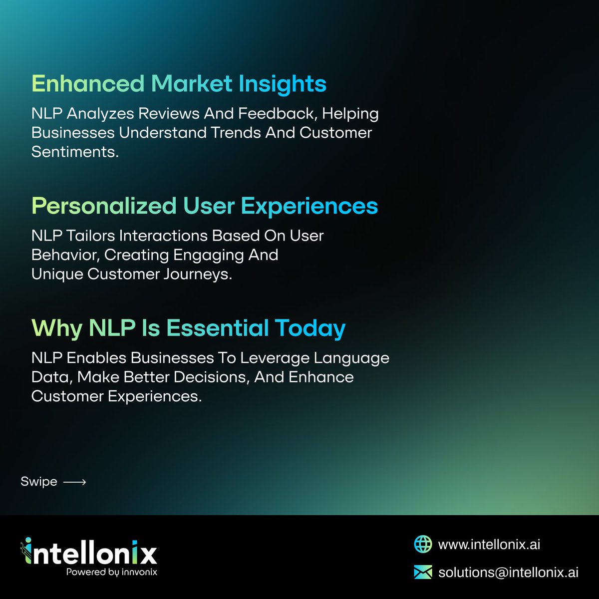 intellonix_ai's tweet image. What is NLP and Why is it Essential for Your Business?

Discover how Natural Language Processing (NLP) powers smarter customer support, personalized experiences, and deeper market insights.

Visit the site: intellonix.ai

#NLP #MachineLearning #Intellonix #Generativeai